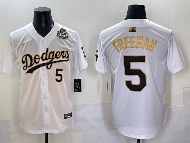 Men 2025 Los Angeles Dodgers #5 Freeman White Gold Nike MLB Jersey style 6278->los angeles dodgers->MLB Jersey